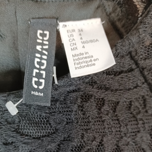 BLACK Goth Lace Mini Skater Dress in Size 4 by Divided. - Picture 3 of 7